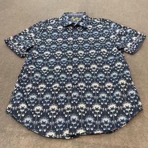 Robert Graham Shirt Mens Large Floral Short Sleeve Classic Fit Stretch Dressy